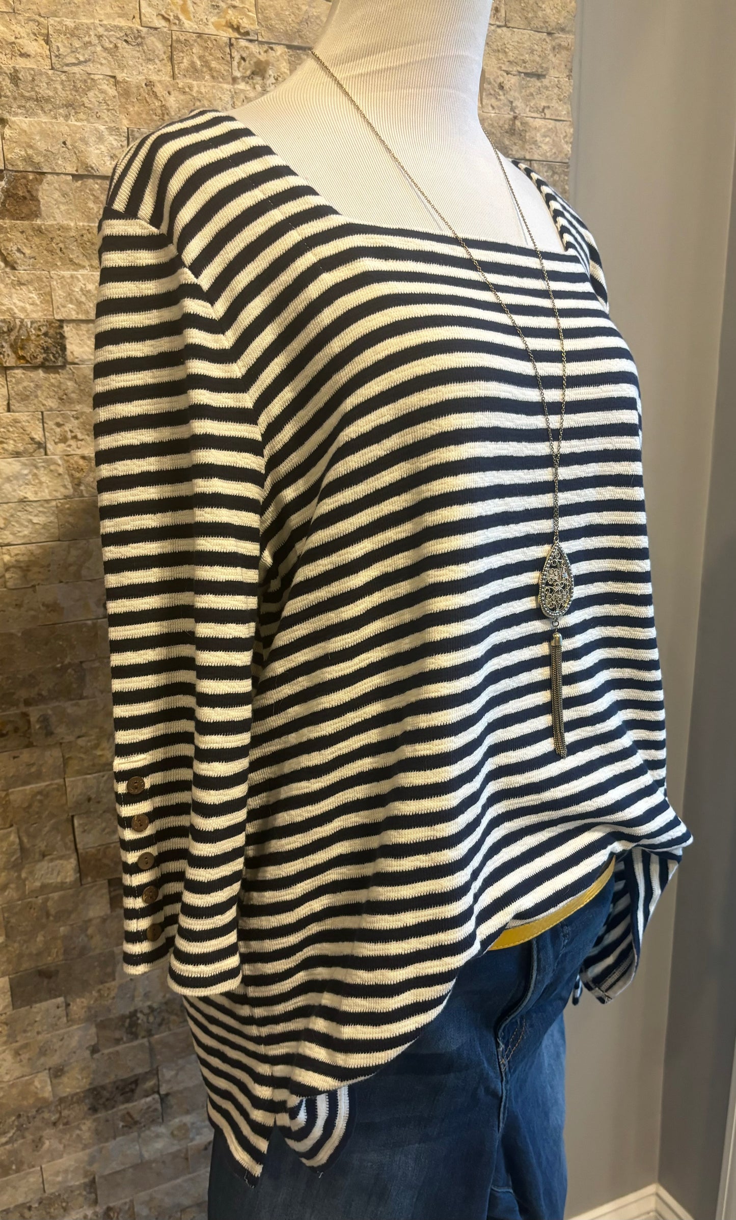 J.Jill Boat neck stripped top Size XL