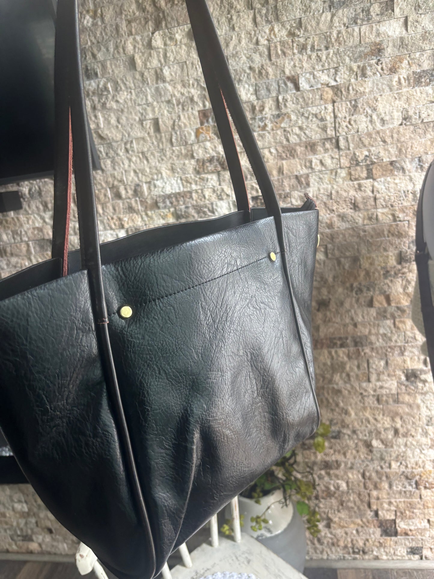 Fine Black Leather Tote