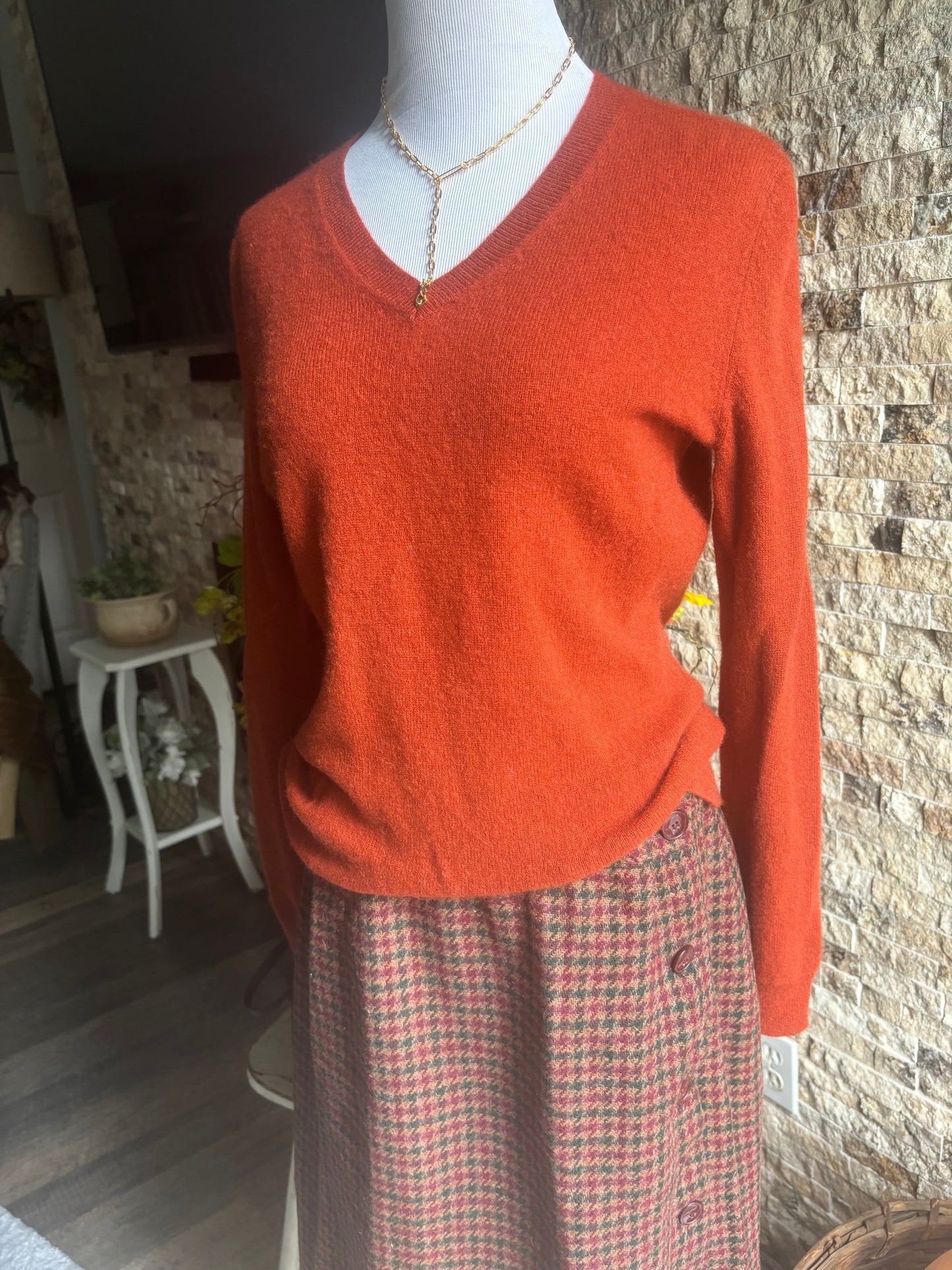 Lord and Taylor Cashmere autumn orange sweater size large