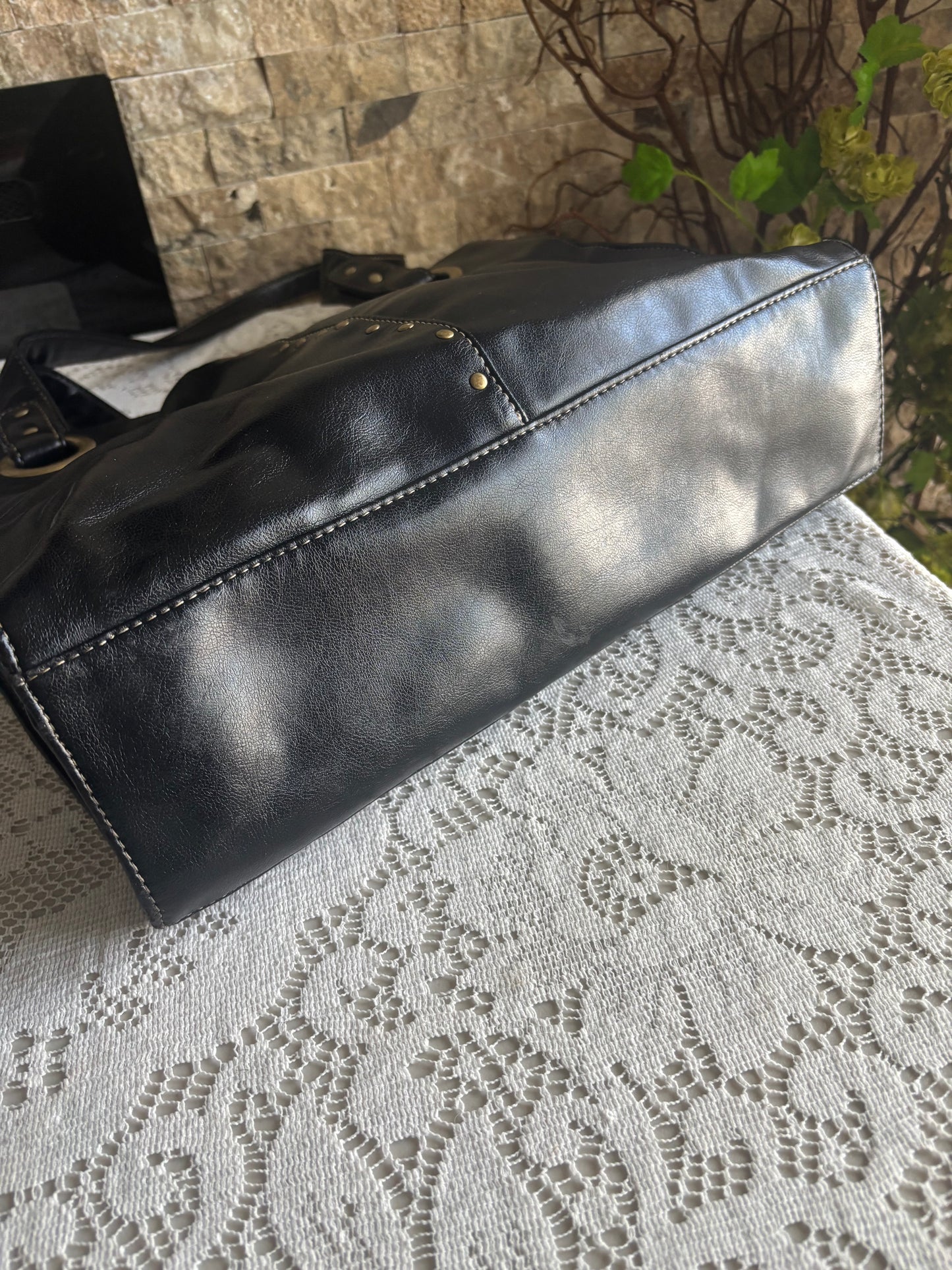 Sleek Black Leather Tote
