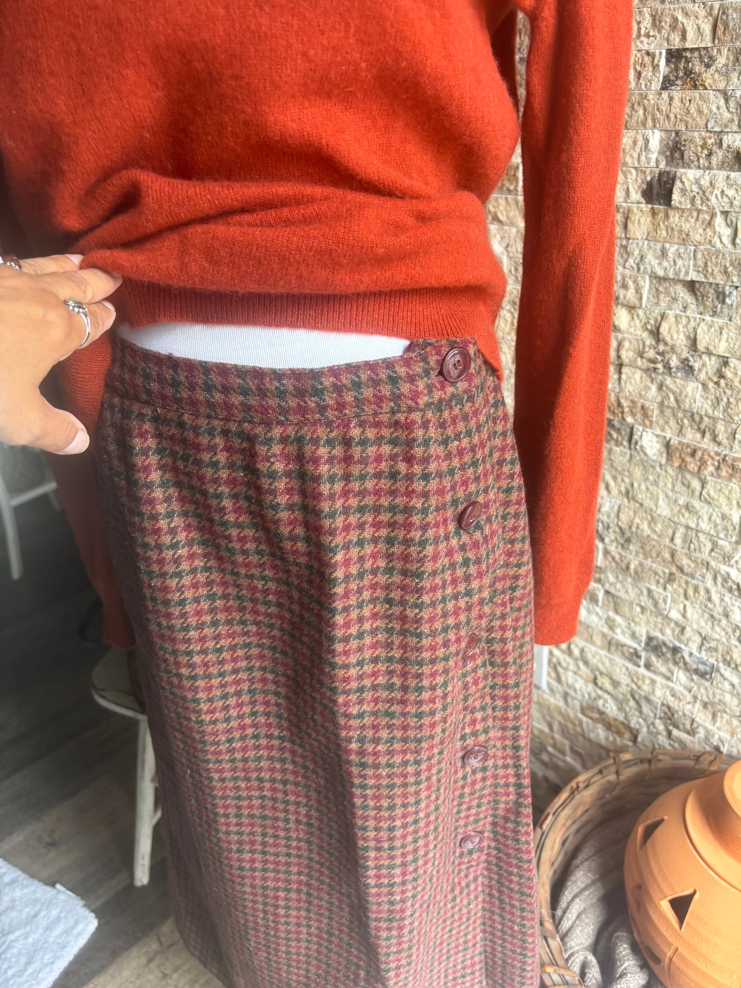 Vintage Wool Plaid Skirt Size 18