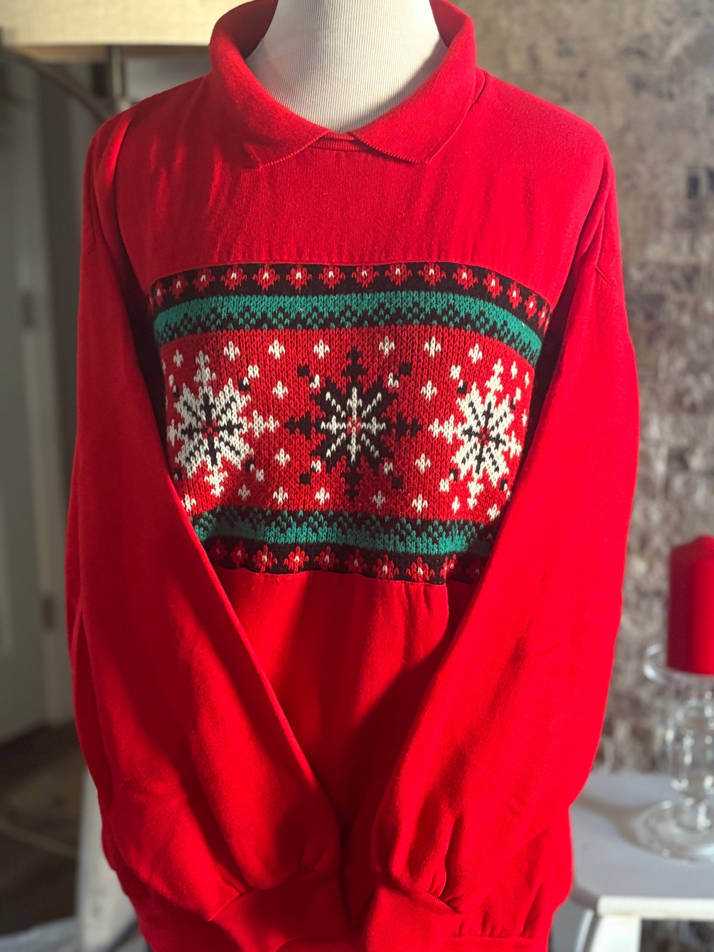 Vintage Snowflake Collared Sweater/Size 18W