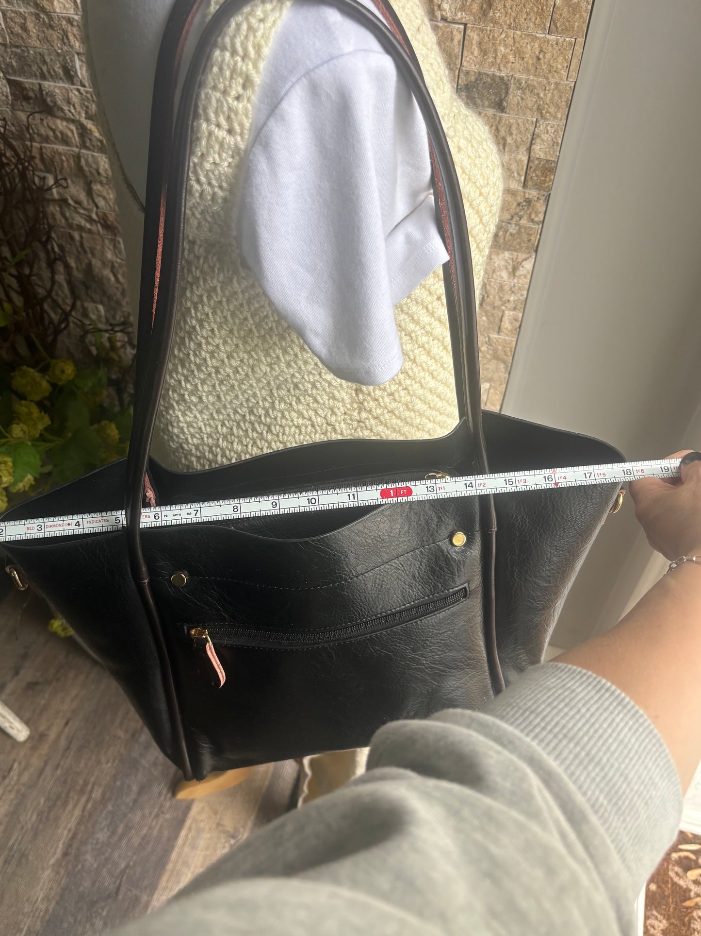 Fine Black Leather Tote