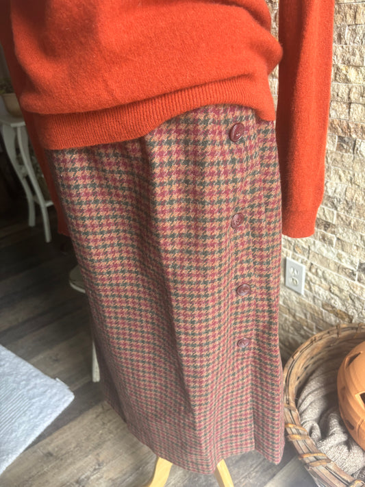 Vintage Wool Plaid Skirt Size 18