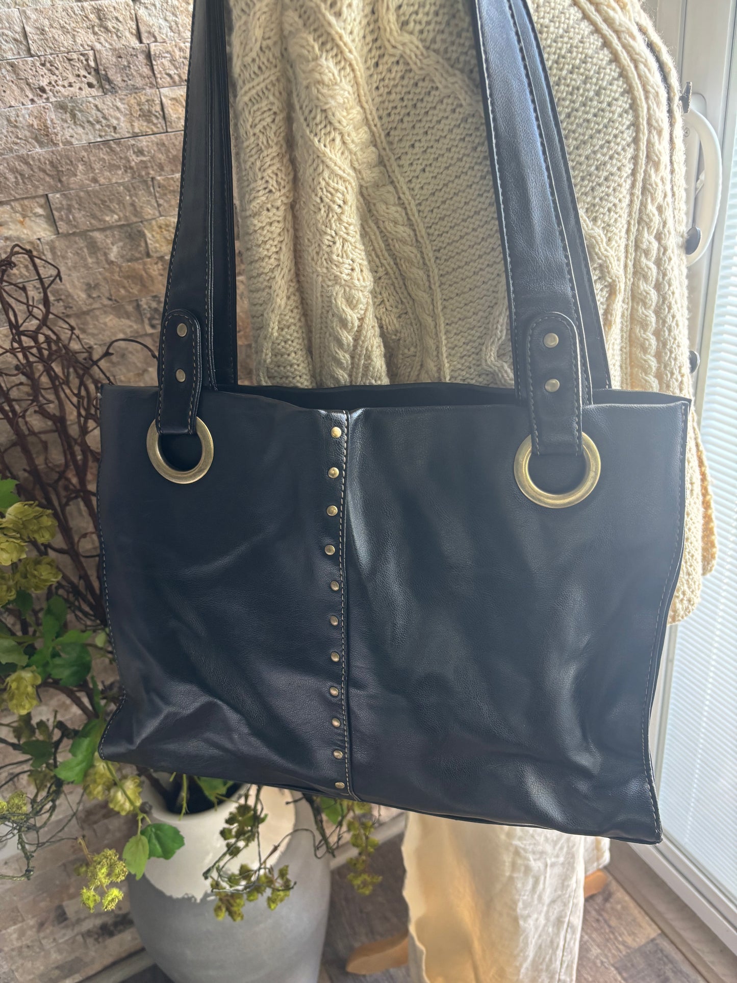 Sleek Black Leather Tote