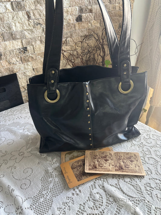 Sleek Black Leather Tote
