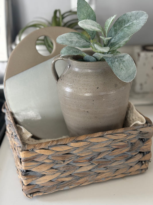 Pottery Bundle/ includes vintage ceramic vase with handles and a stone and ceramic cheese board by Hearth and Home