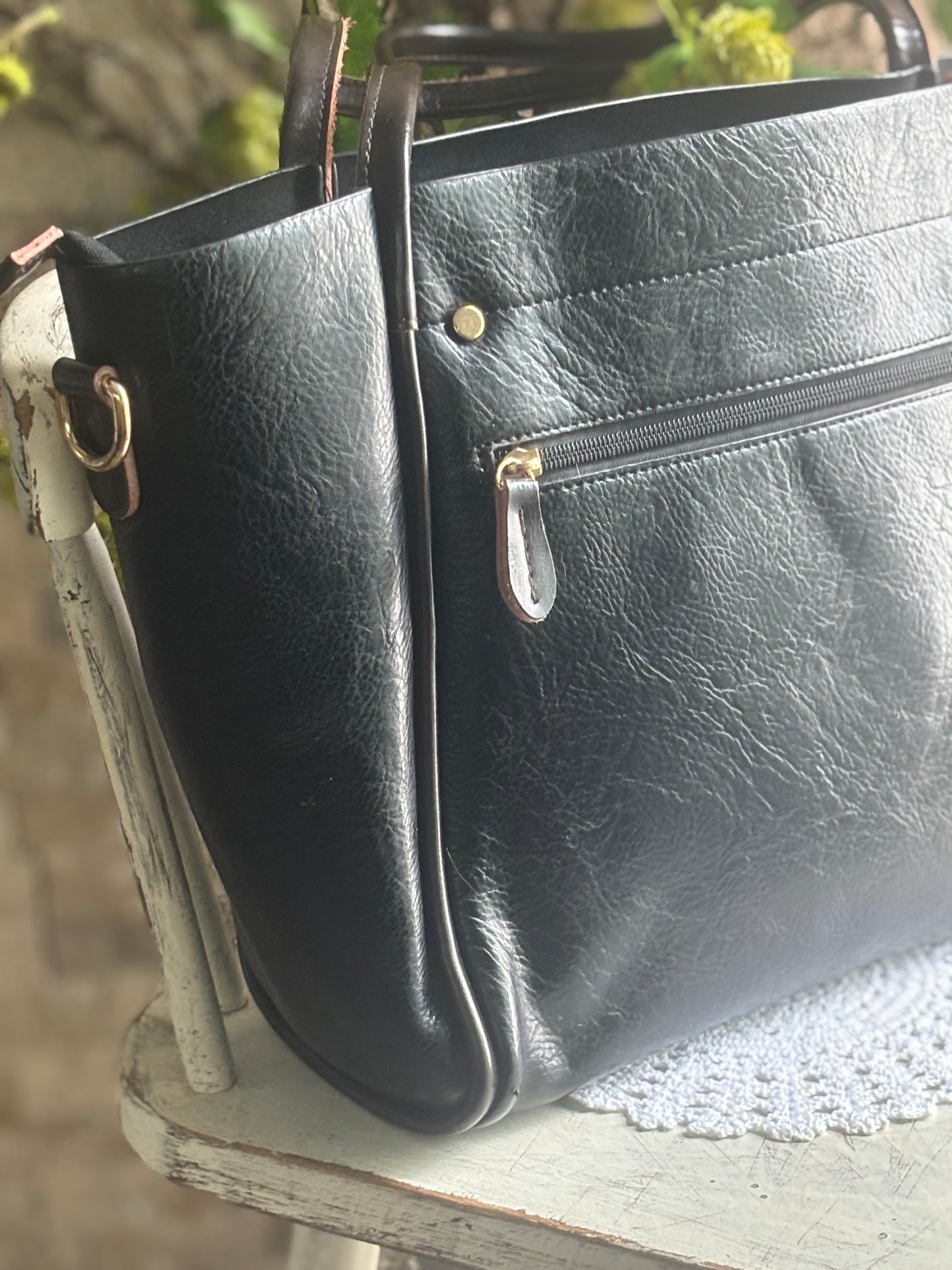 Fine Black Leather Tote