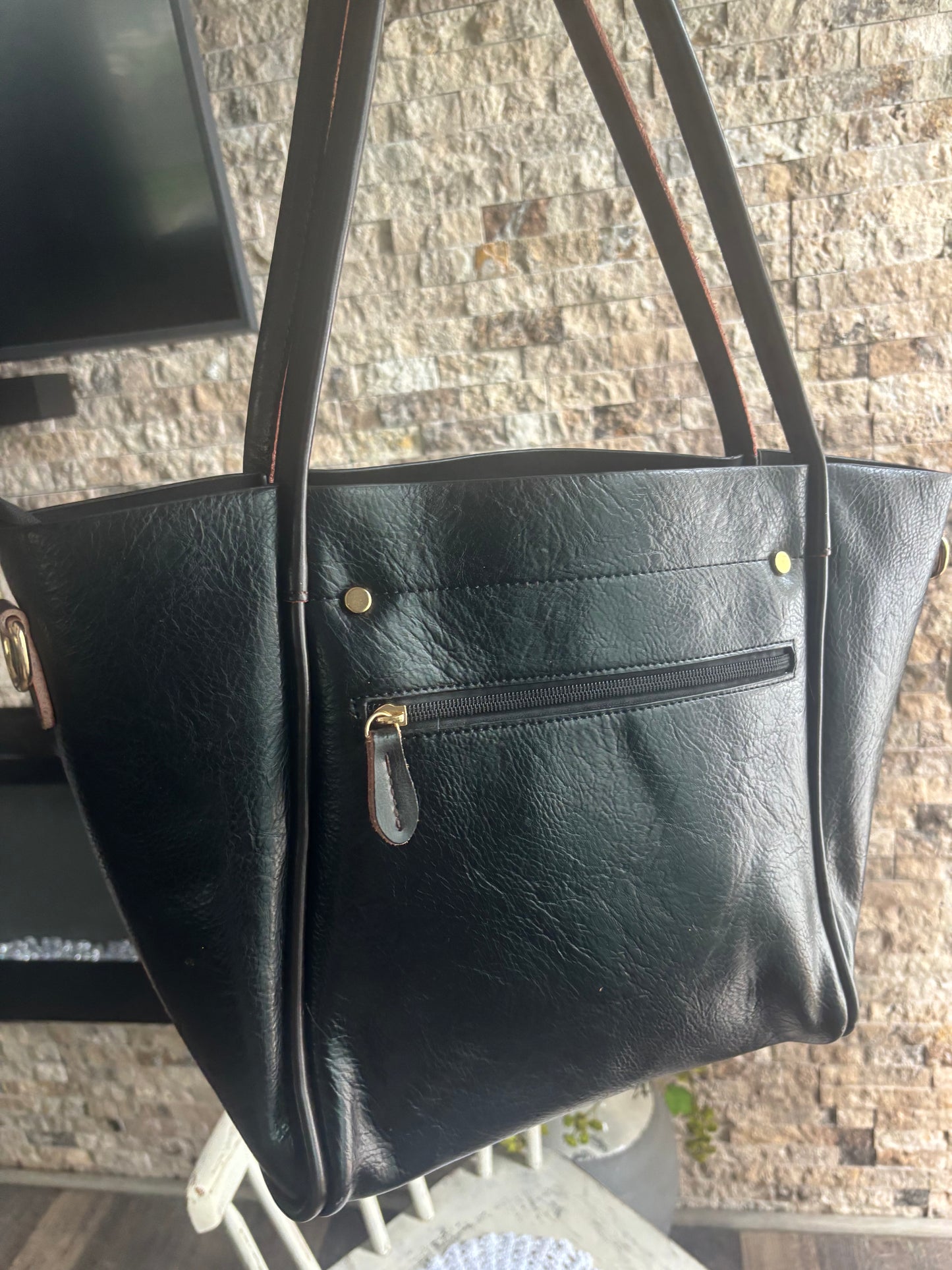Fine Black Leather Tote