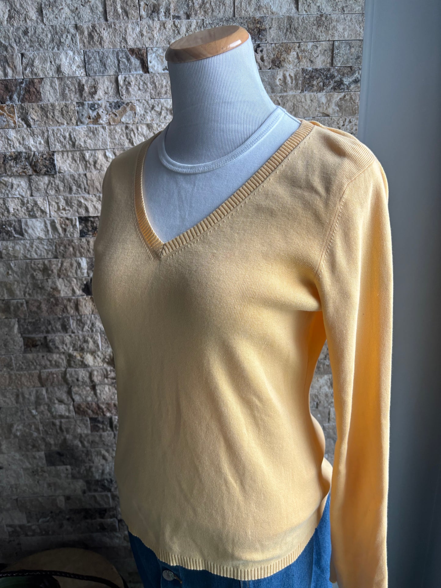 Butter Yellow V-neck Sweater Small