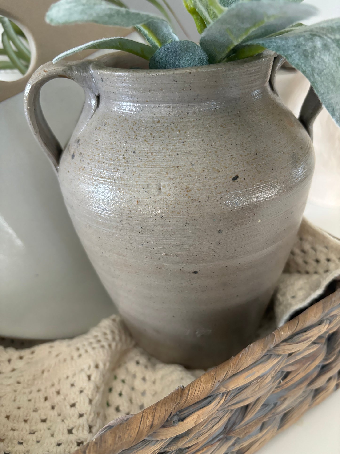 Pottery Bundle/ includes vintage ceramic vase with handles and a stone and ceramic cheese board by Hearth and Home