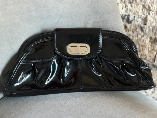 Franco Sarto Patent Leather Black Clutch