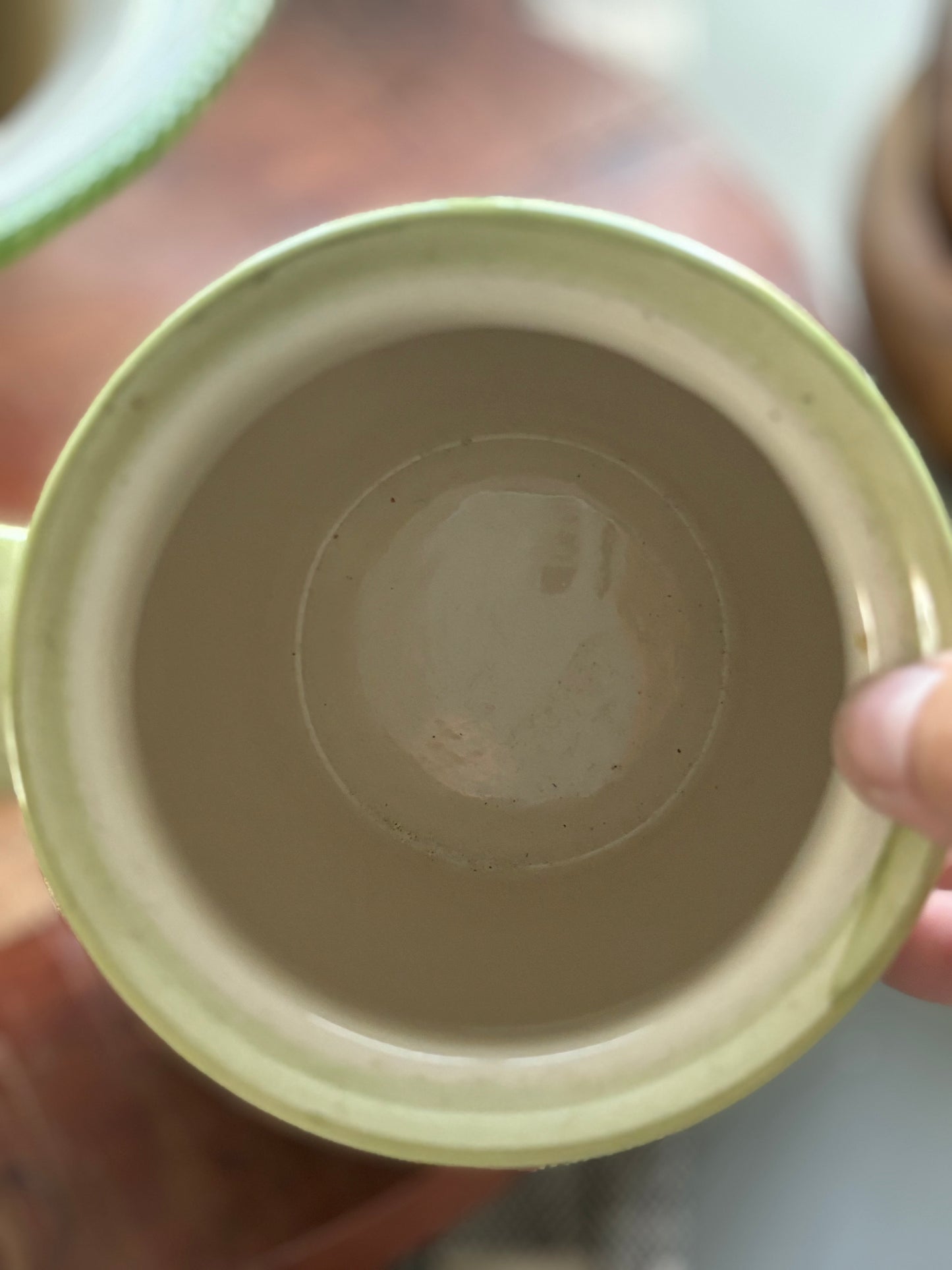 Vintage Ceramic Canister/ Sage green with pears