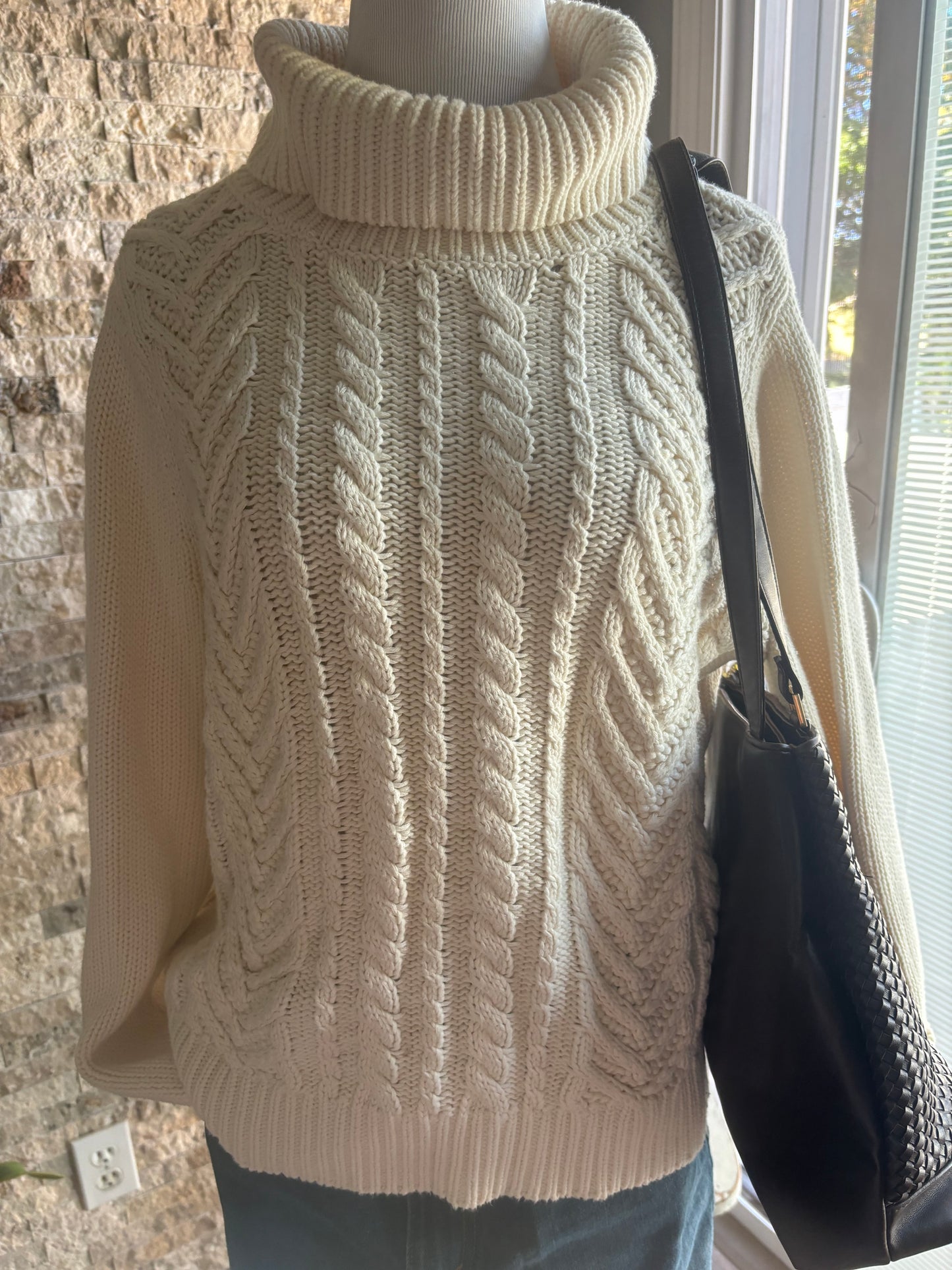 The Cable Knit Turtleneck Sweater/ Size Large