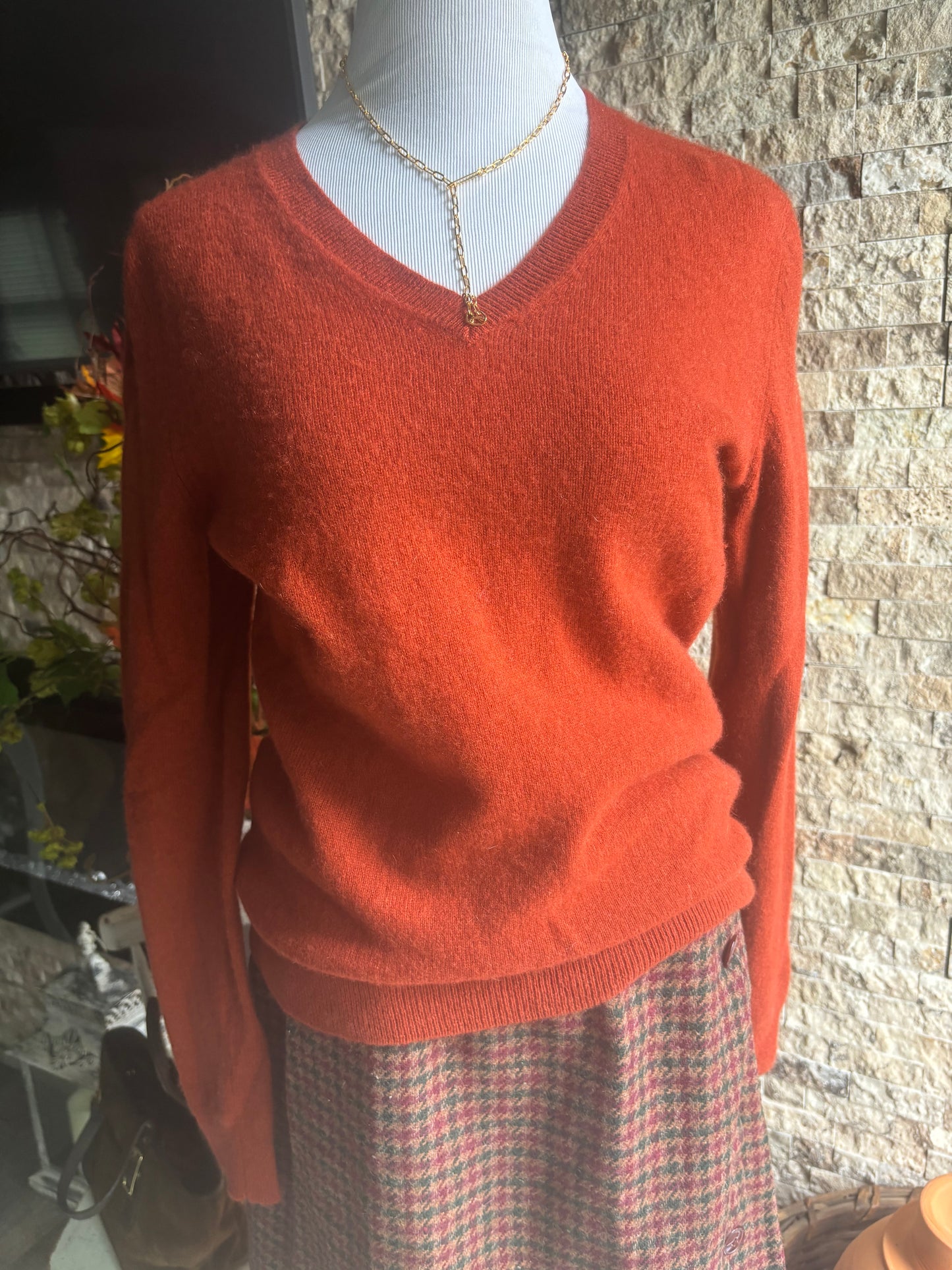 Lord and Taylor Cashmere autumn orange sweater size large