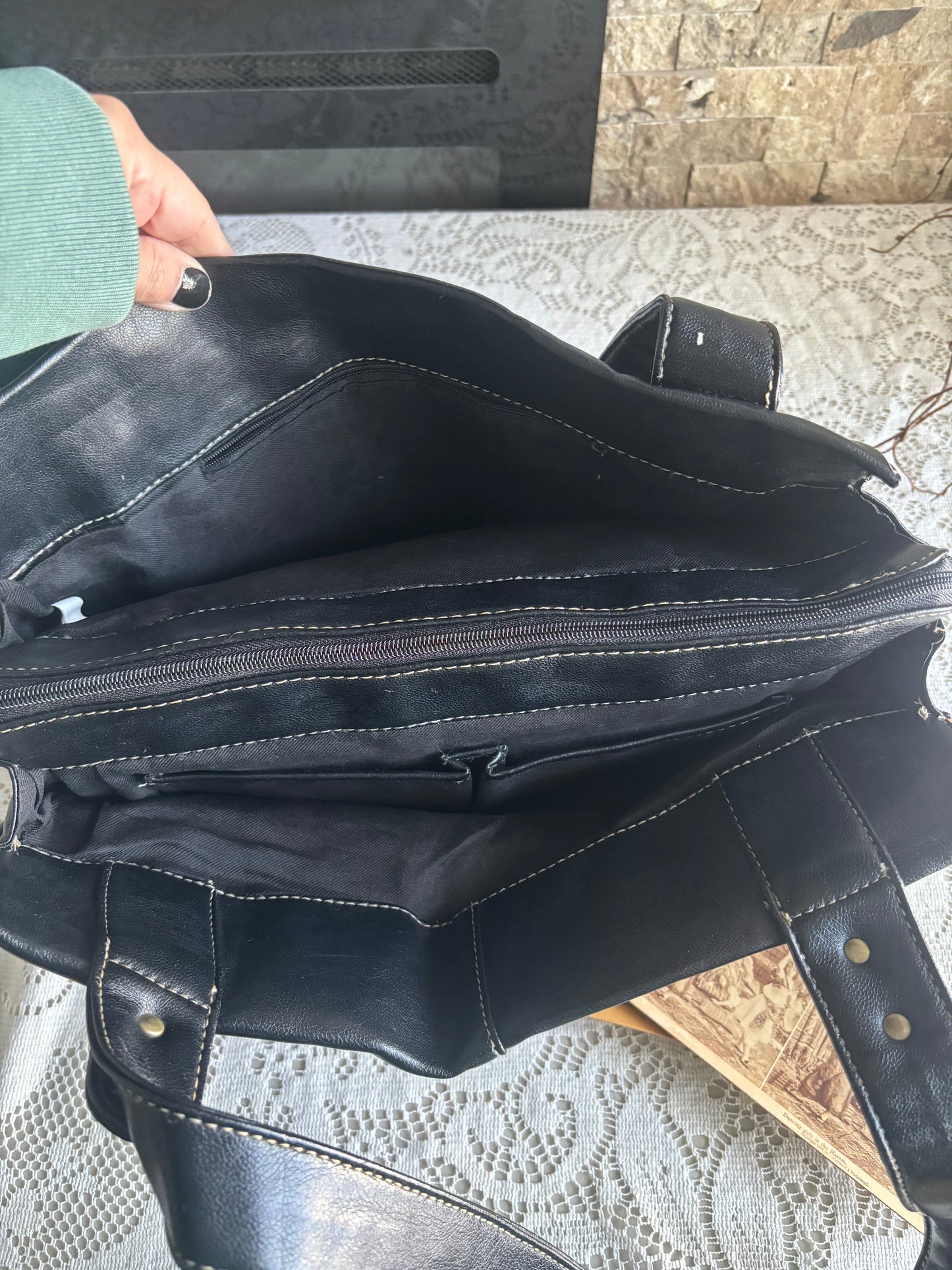 Sleek Black Leather Tote