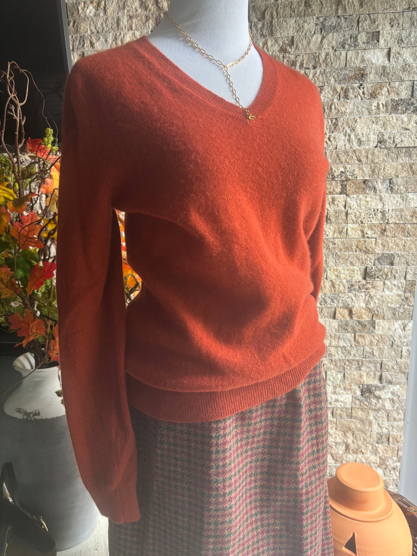 Lord and Taylor Cashmere autumn orange sweater size large