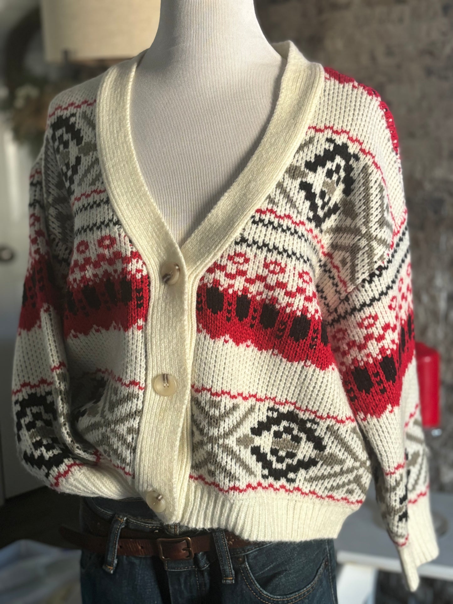 Ski Chalet Cardigan/Size Small