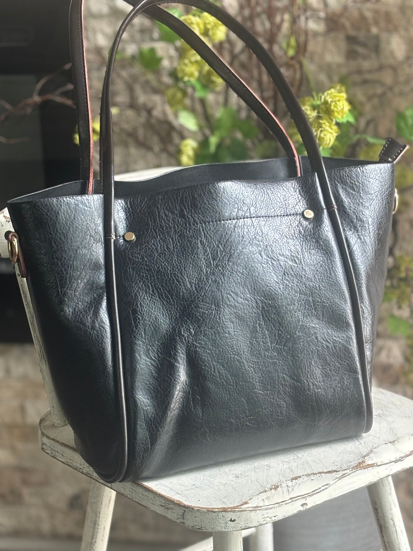 Fine Black Leather Tote
