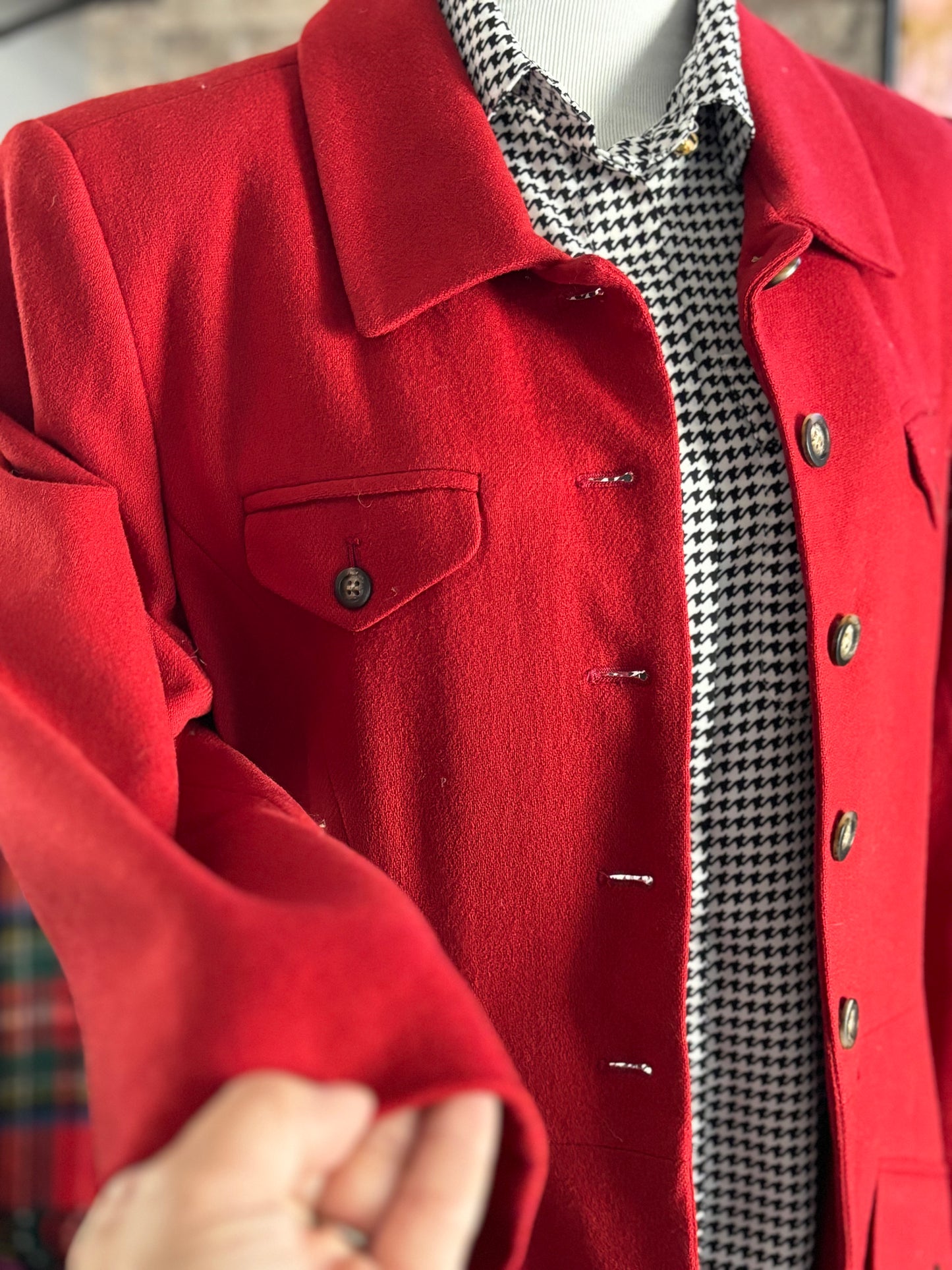 Crimson Red Wool Jacket/ Size Medium