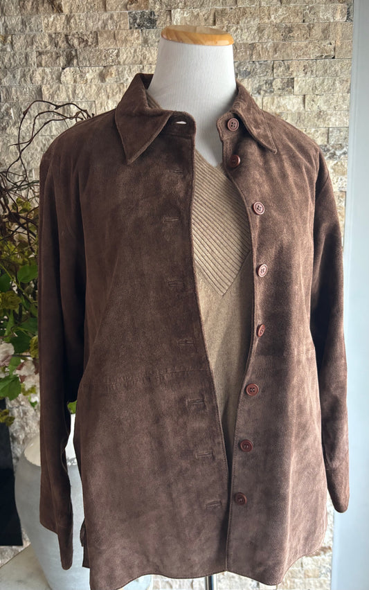 Rem Garson Vintage Genuine Leather Shacket Petite Large