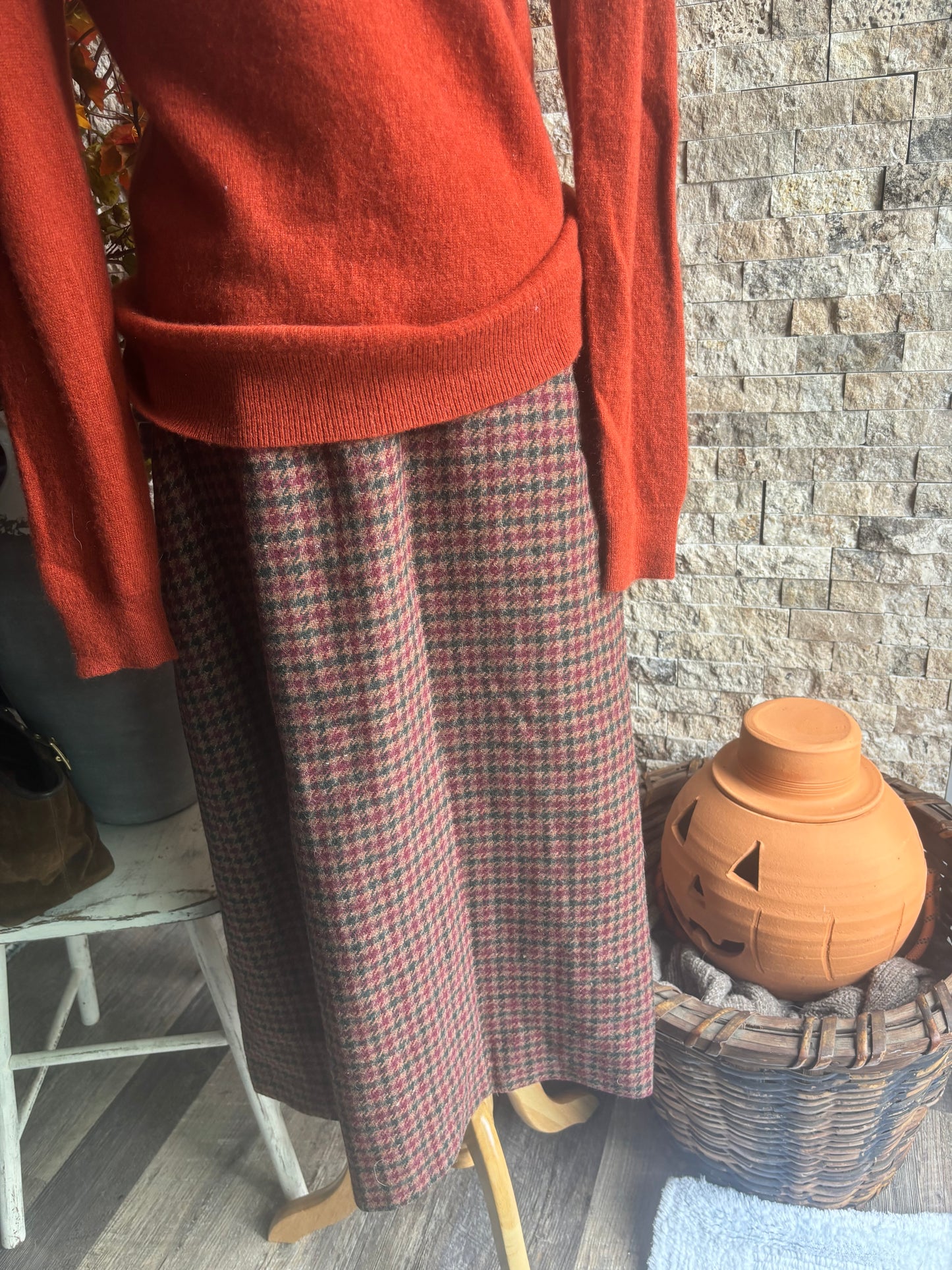 Vintage Wool Plaid Skirt Size 18