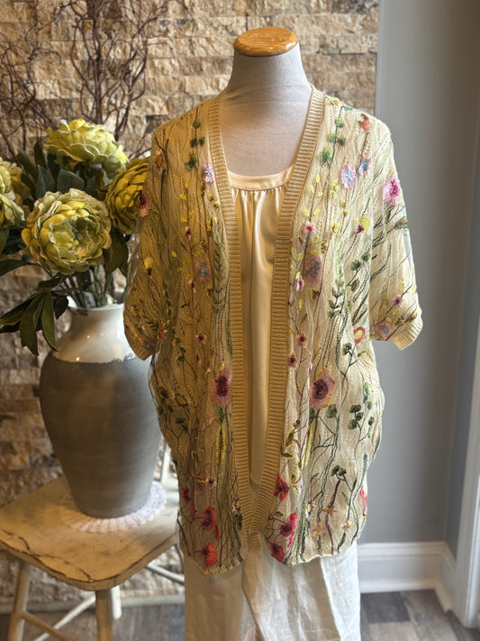 Mesh and Lace Floral Cardigan Medium