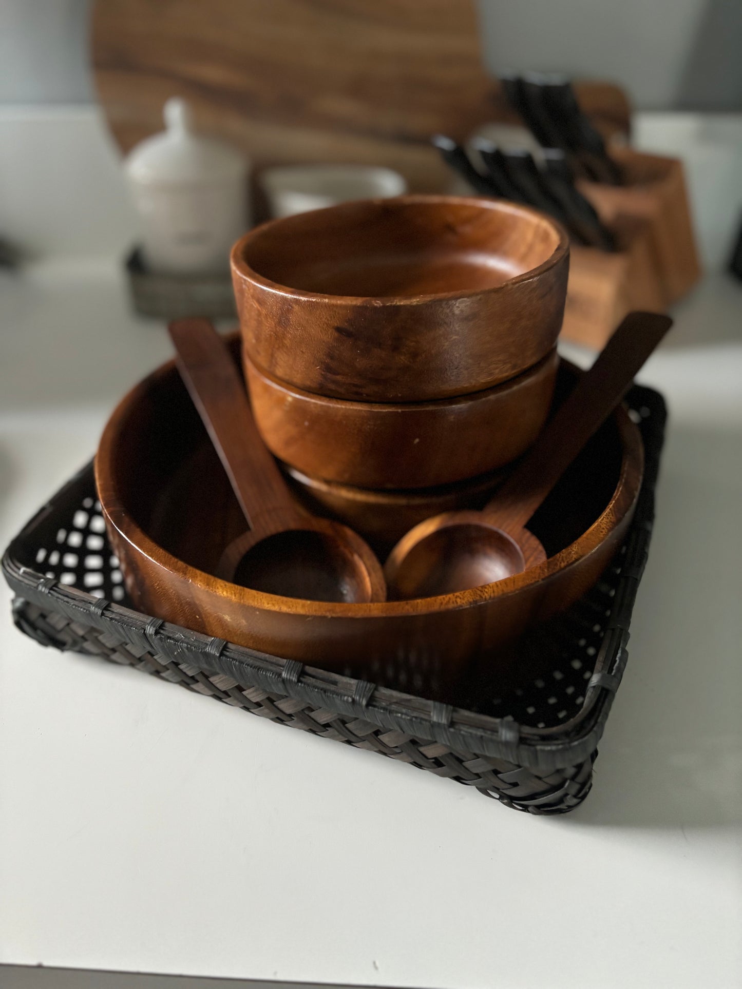 Wooden salad bowl set