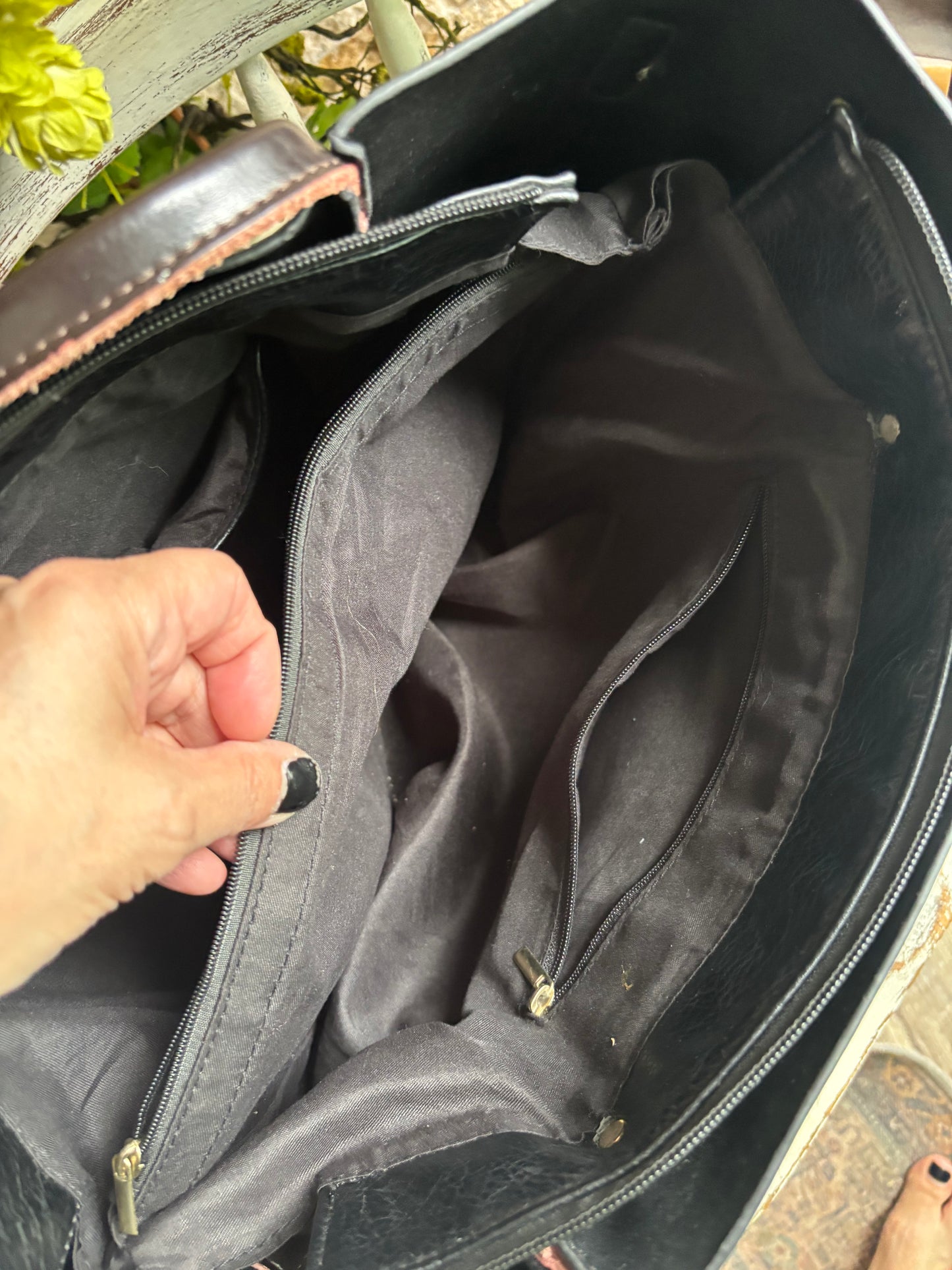 Fine Black Leather Tote