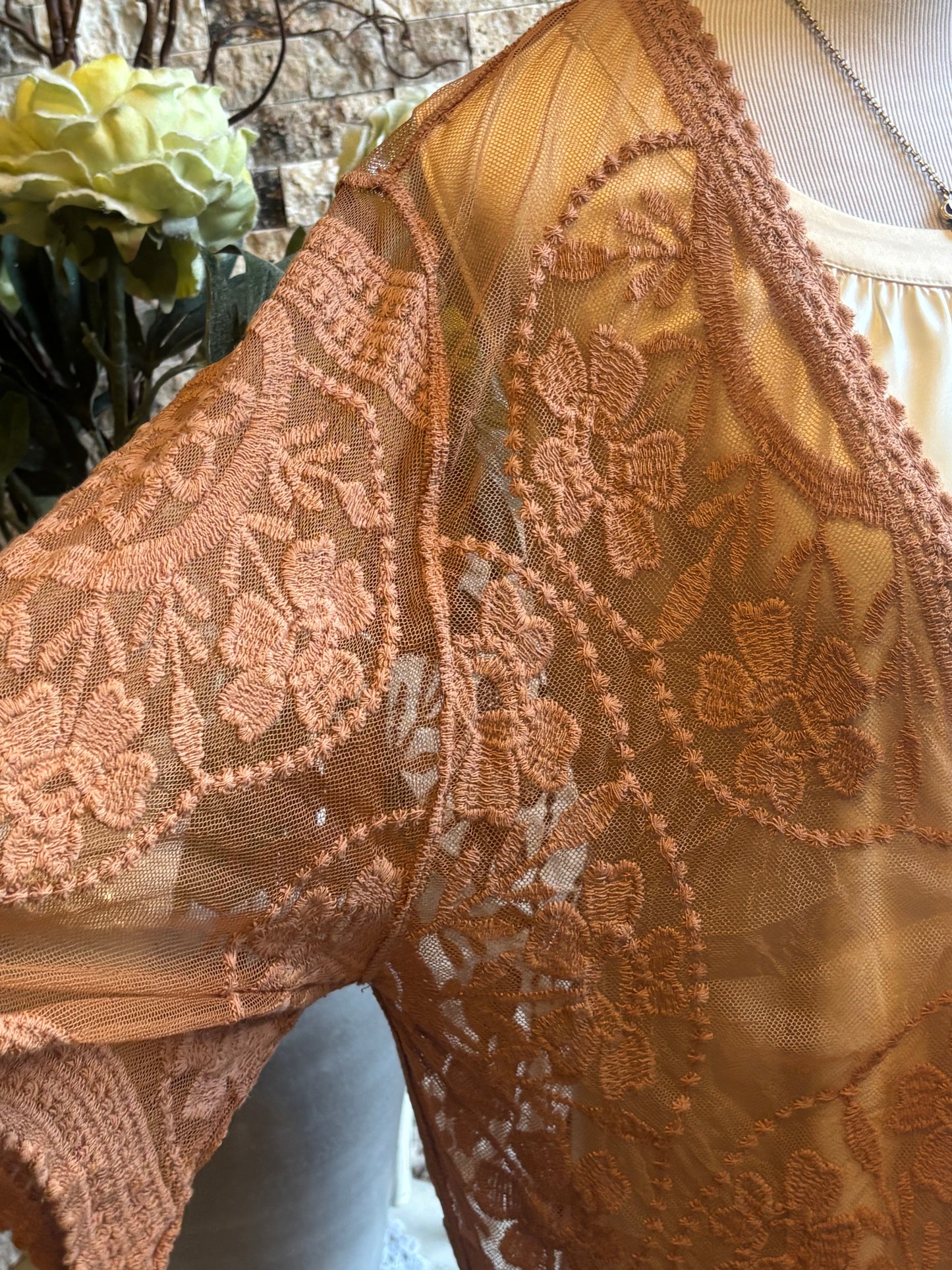 Delicate Long Lace Cover Up Jacket/ Medium