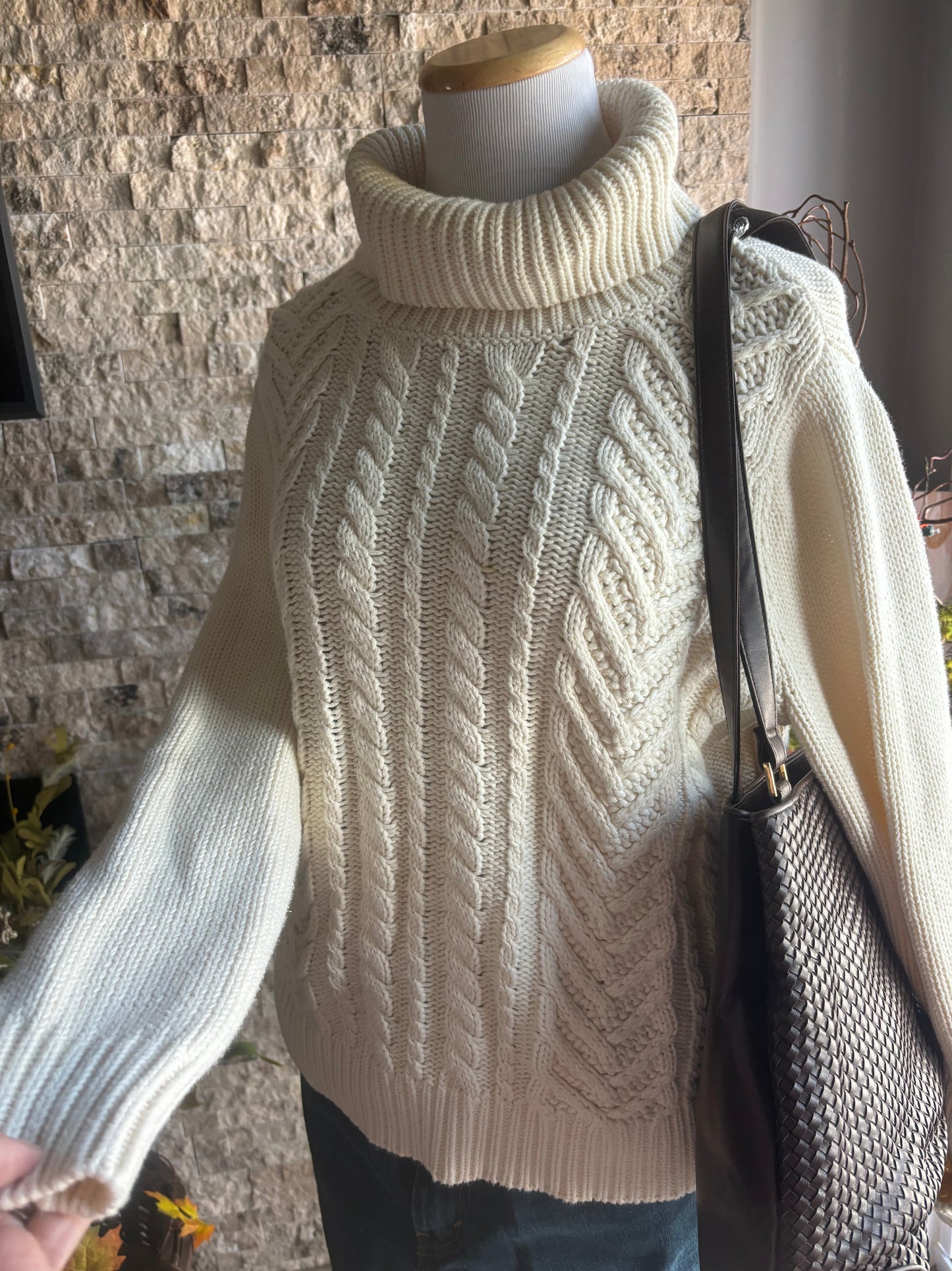 The Cable Knit Turtleneck Sweater/ Size Large