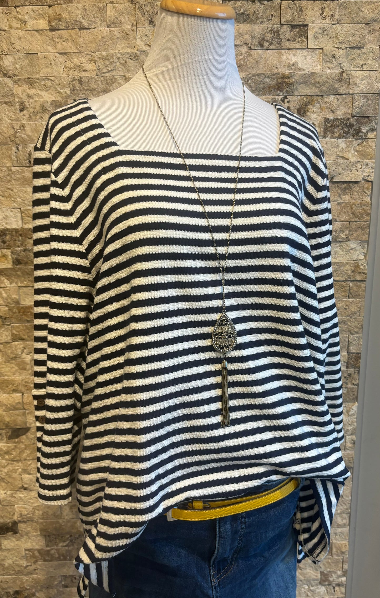 J.Jill Boat neck stripped top Size XL