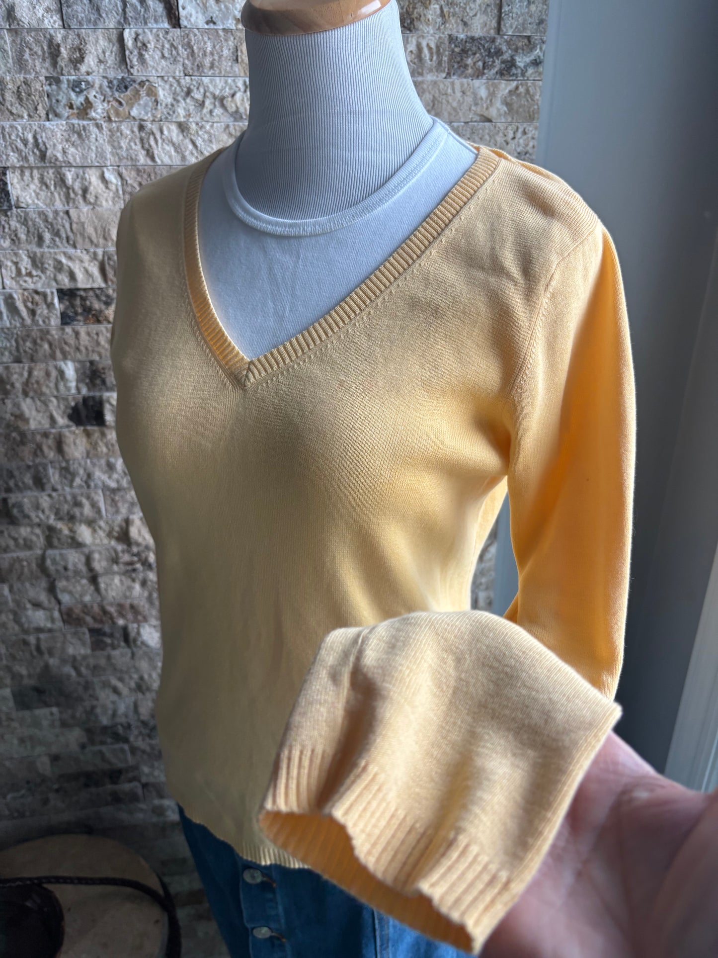 Butter Yellow V-neck Sweater Small