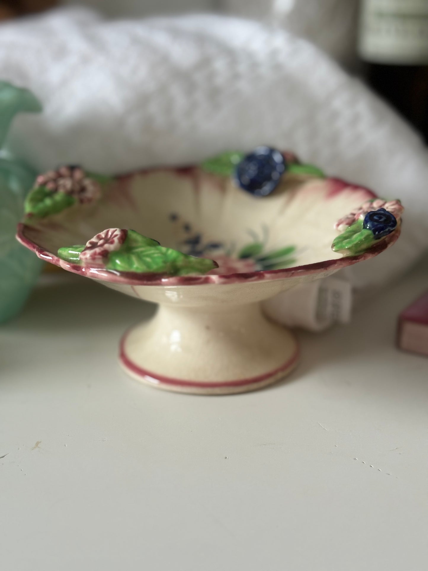 Vintage Floral Footed Candy Dish