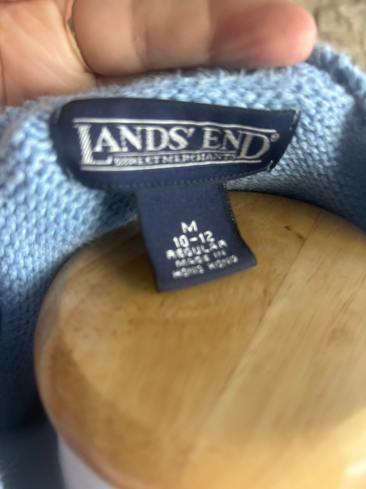 Lands End Baby Blue Short Sleeved Sweater/ Size Medium 10/12