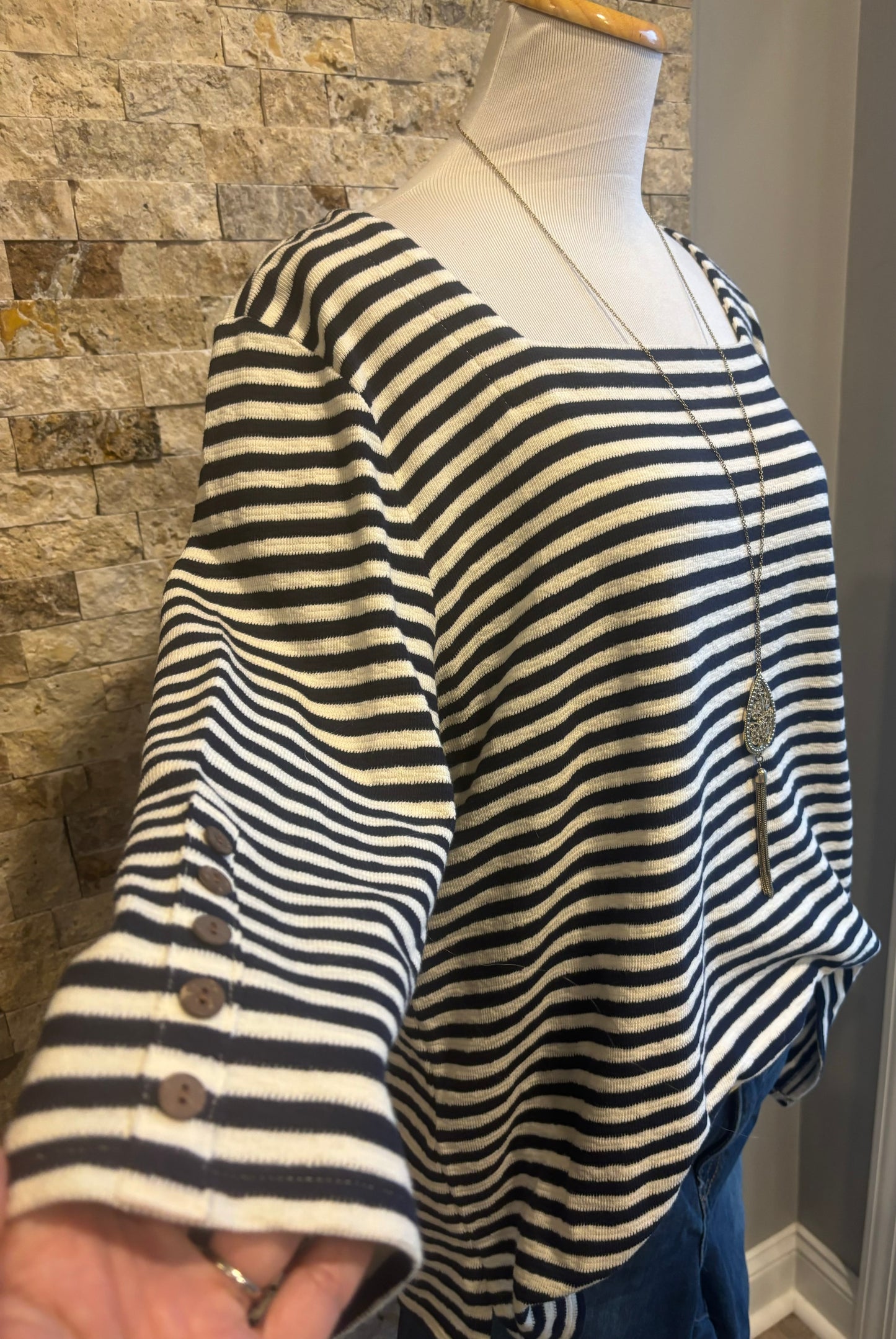 J.Jill Boat neck stripped top Size XL