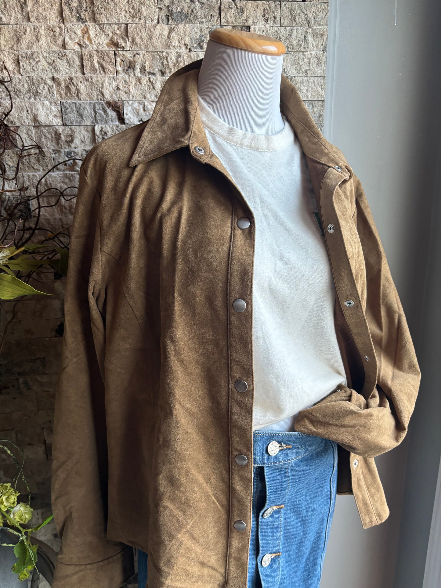 Vintage Liz Suede Button Down XL