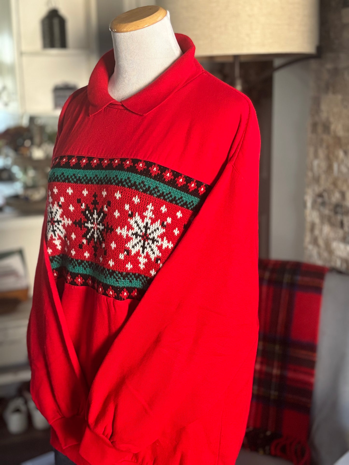 Vintage Snowflake Collared Sweater/Size 18W