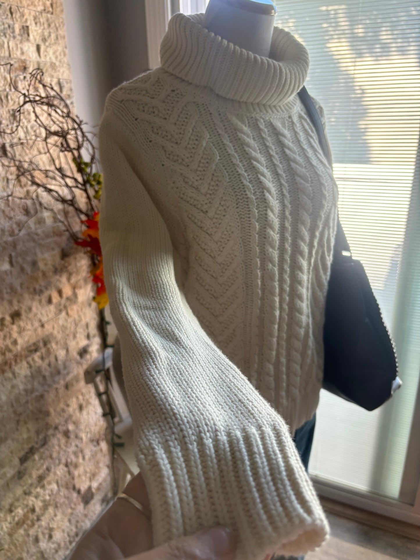 The Cable Knit Turtleneck Sweater/ Size Large