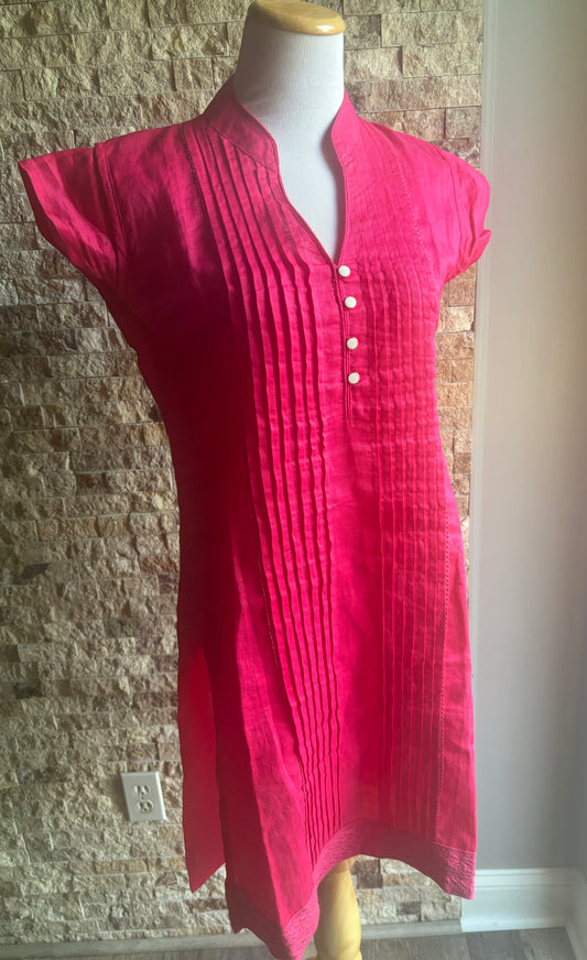 Linen Fuchsia Dress in Large