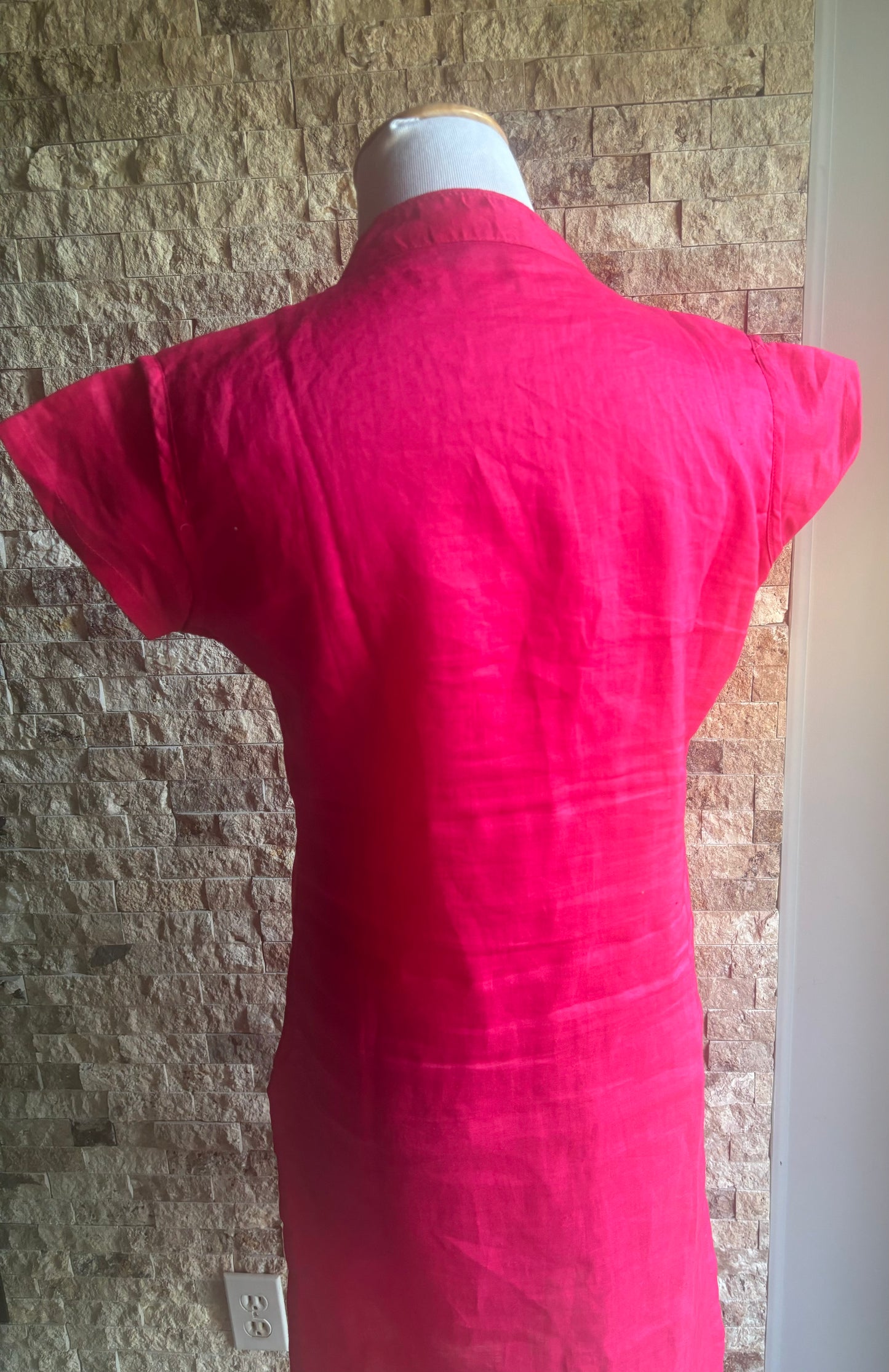 Linen Fuchsia Dress in Large