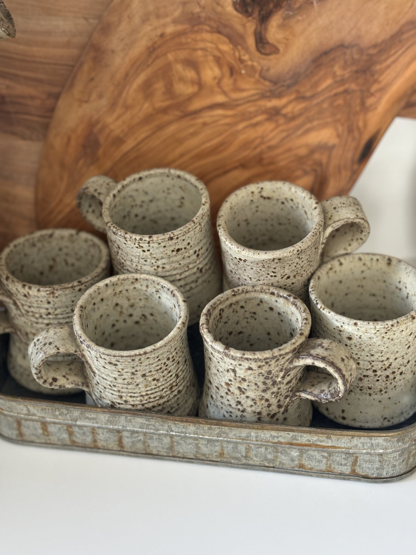 Handmade pottery set/ Pitcher and six cups