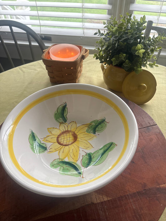 Hand painted Sunflower Pasta Bowl