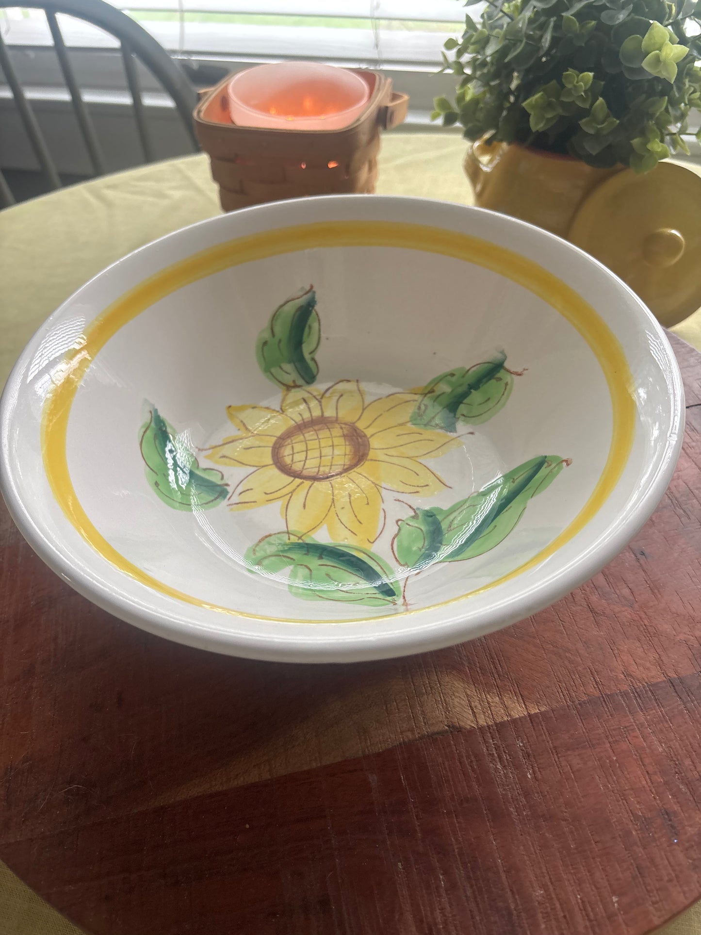 Hand painted Sunflower Pasta Bowl
