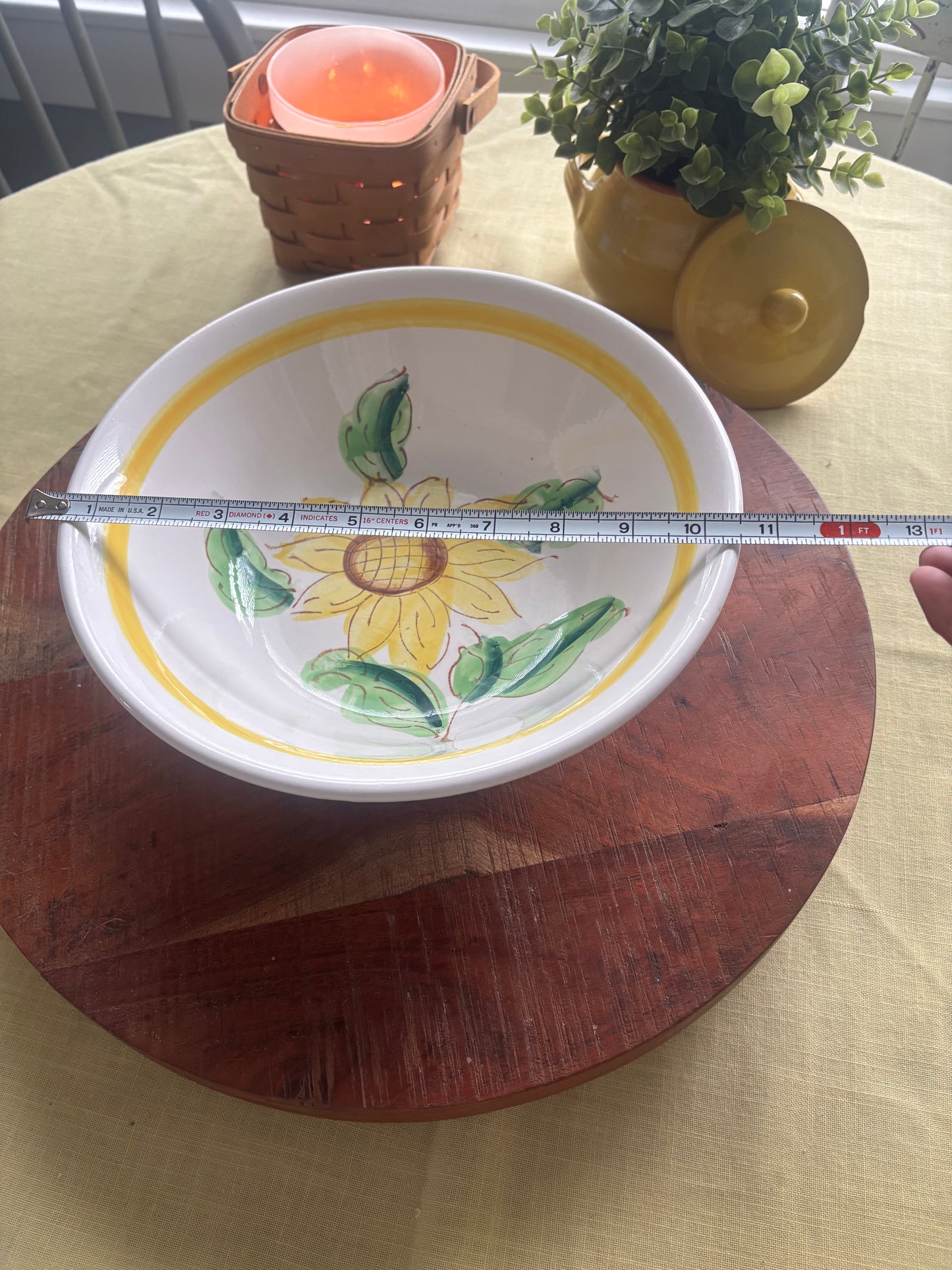 Hand painted Sunflower Pasta Bowl